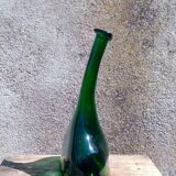 Bouteille Verre soufflé émeraude Armagnac Ducastaing France - Forme libre