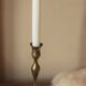 Candle holder small golden brass torch thin slender