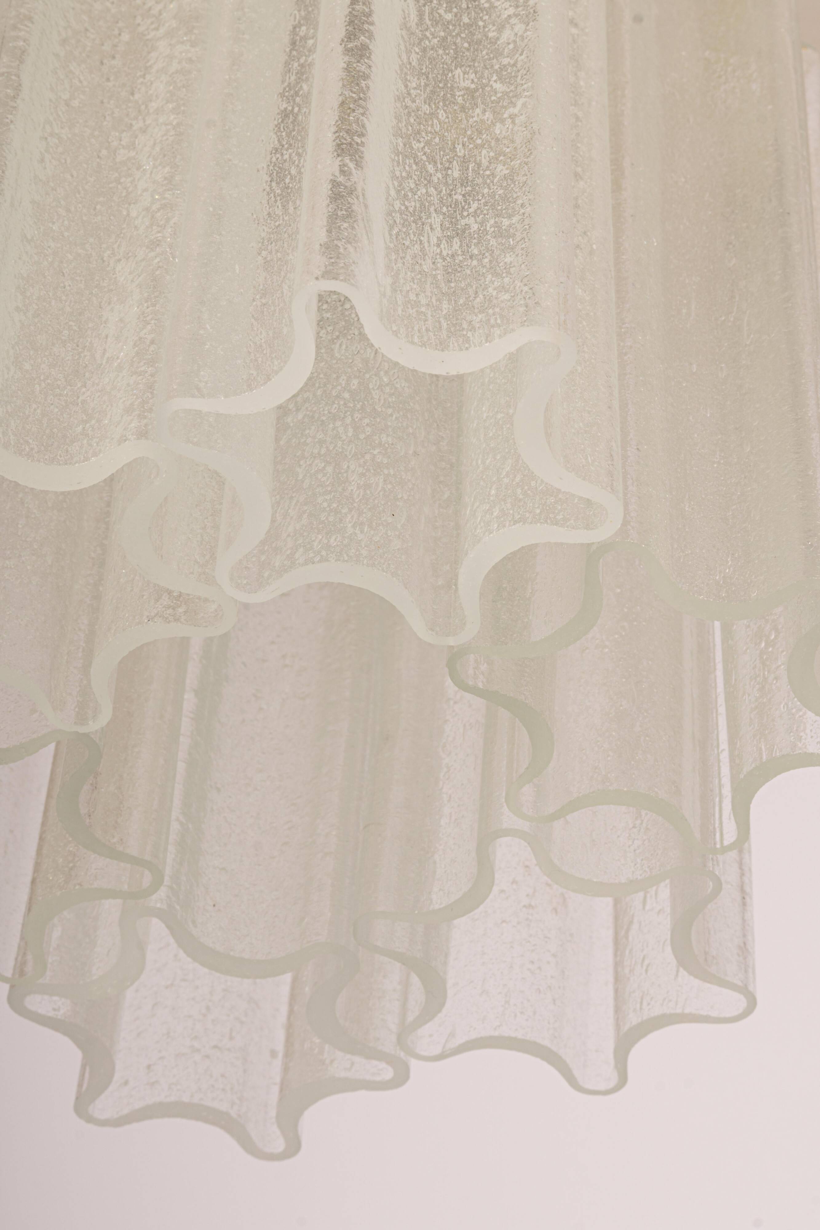 Pendant light with hand-blown glass pieces on a brass base made by Glashütte Limburg.