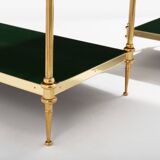 Pair of neoclassical lacquered brass side tables by Maison Jansen, 1970
