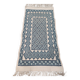 White and blue hand-woven rug in natural wool