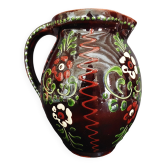 20th century Alsace glazed terracotta pitcher