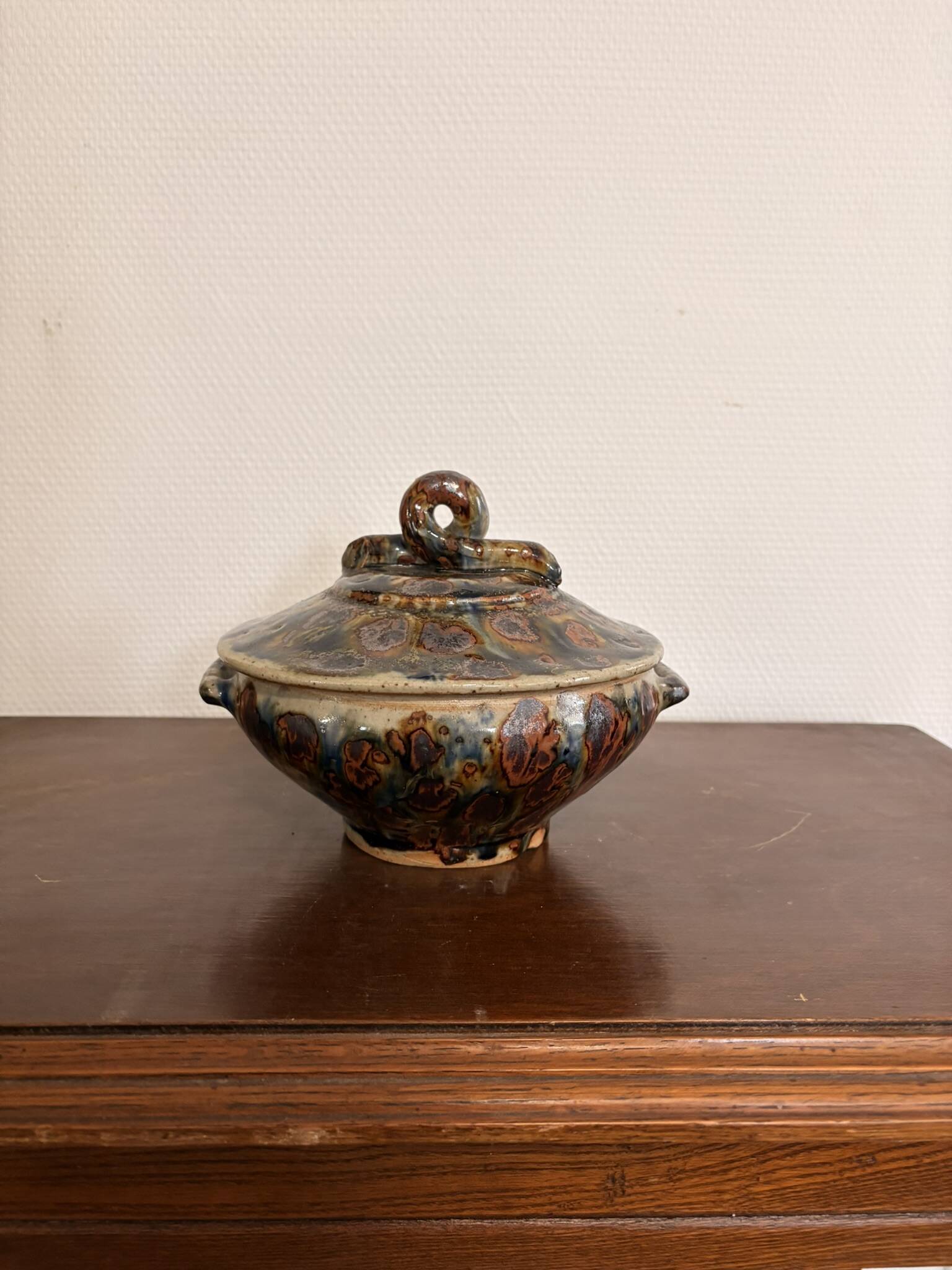 Vintage Brown Stoneware Cassolette Pot by Lucien Talbot de la Borne