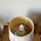 Vintage teal table lamp with floral lampshade