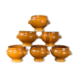 6 Onion tablespoons in ochre glazed stoneware