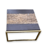 Table basse en liège, bois et acier doré