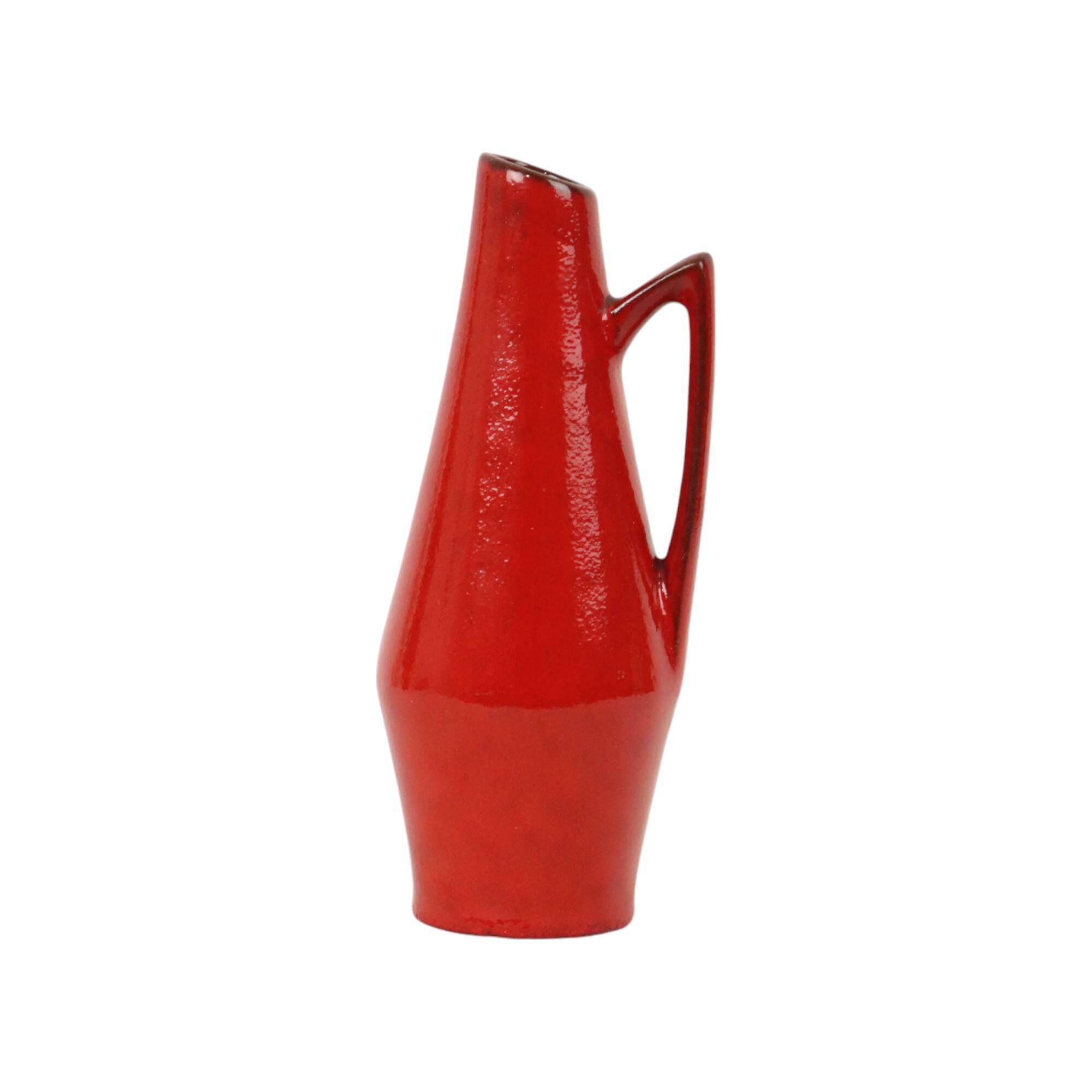Rare Red Design Vase By Heinz Siery West Germany 271-22