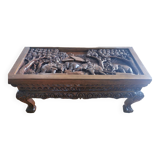 Thai coffee table with glass 1950s