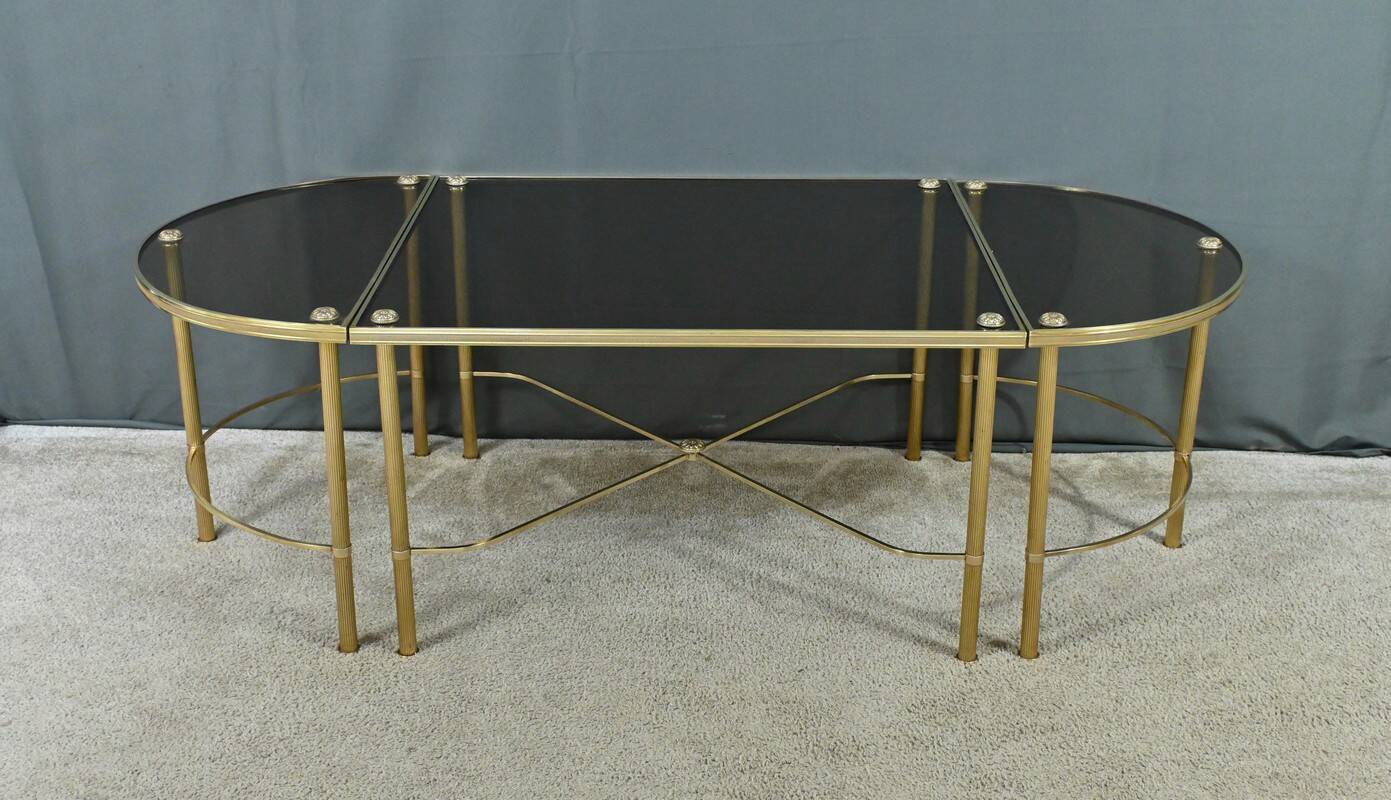 Tripartite Glass Coffee Table, Maison Baguès style – 1950