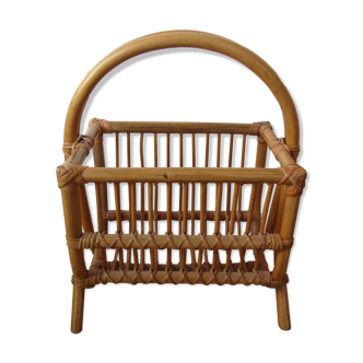 Vintage rattan magazine holder