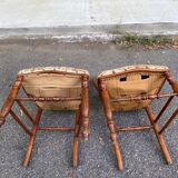 2 Louis Philippe chairs in curved solid wood and floral fabric