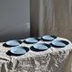 Set of 6 vintage blue dessert plates D18 (1)