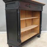 Neoclassical black wood bookcase with columns