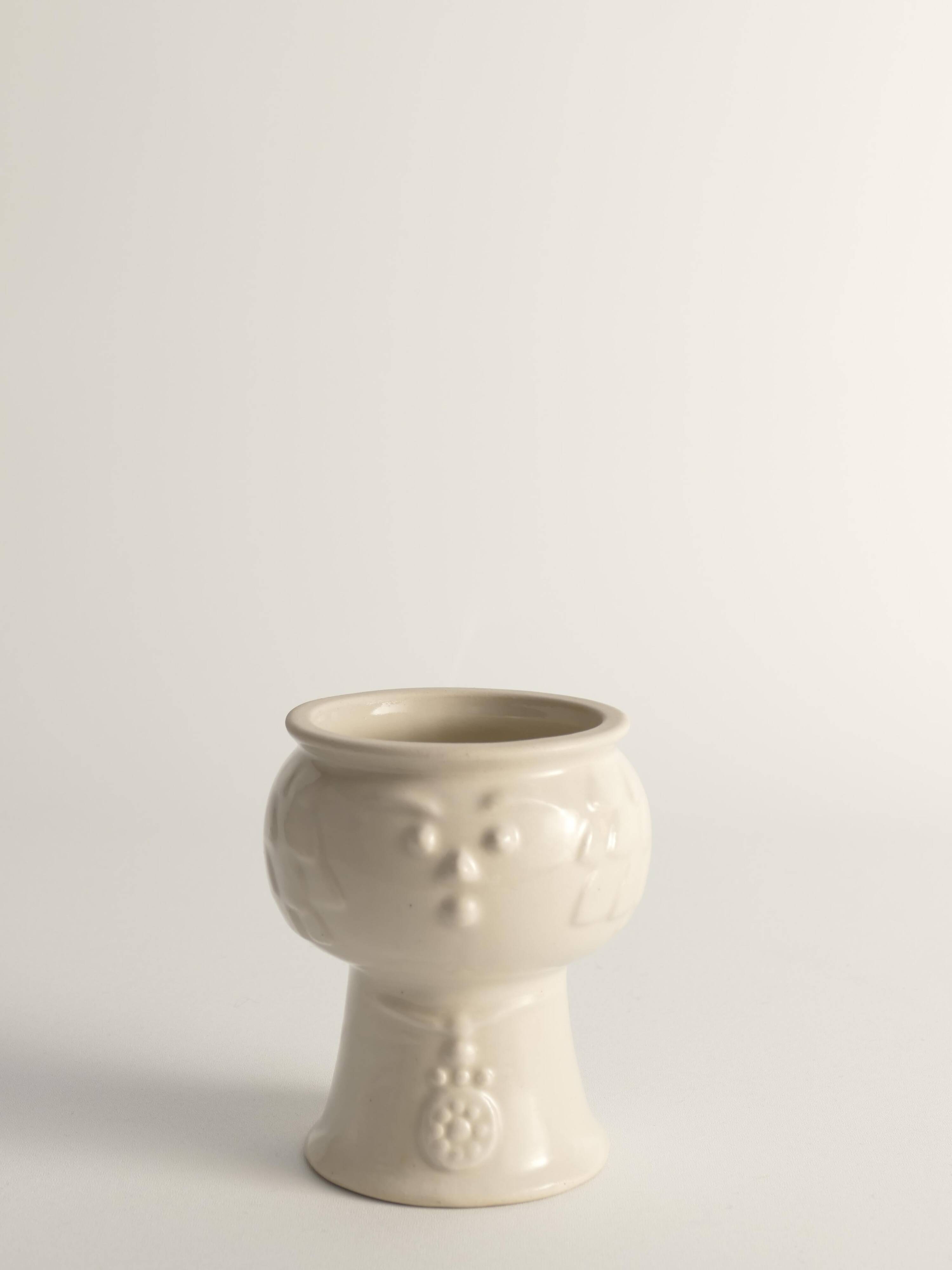 Scandinavian Modern White Porcelaine Face Vase by  Ancher Iversen, aida, Denmark