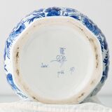 Royal Delft blue ceramic lamp, 1971, new pistachio silk shade.