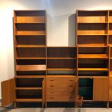 Danish large modular teak shelving unit bookcase, 70s