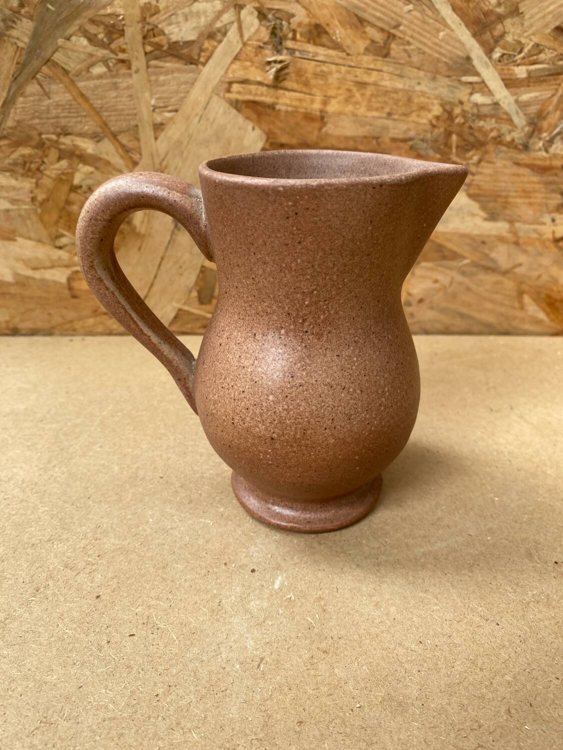 Antique VILLENAUXE Champagne Pitcher in Beige Ceramic Vintage