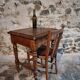 Antique French side table in walnut – 19th century, Louis Philippe style, solid walnut table with drawer (1870–1900)