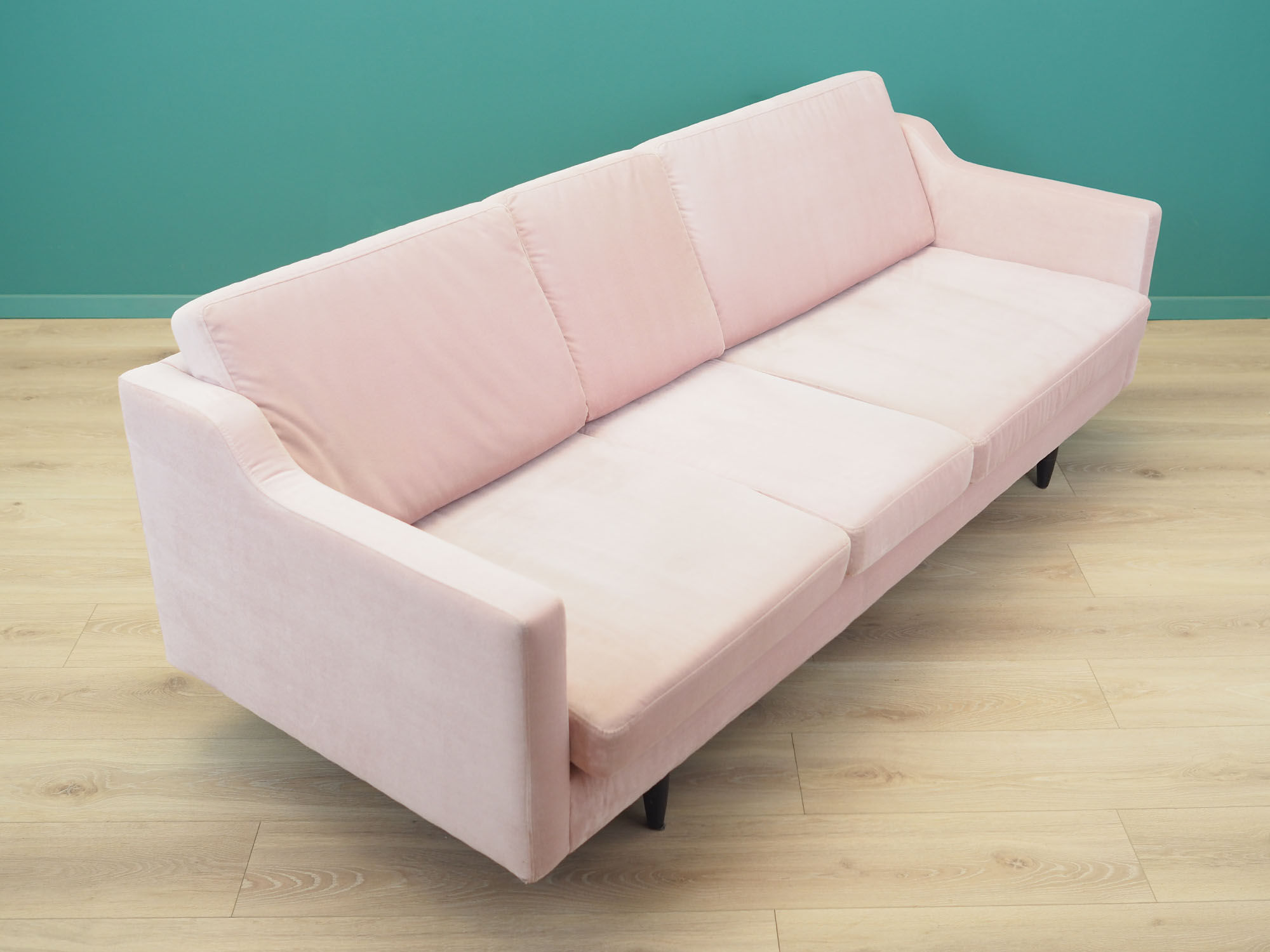 Pink velvet sofa, Danish design, 80's, production: Denmark