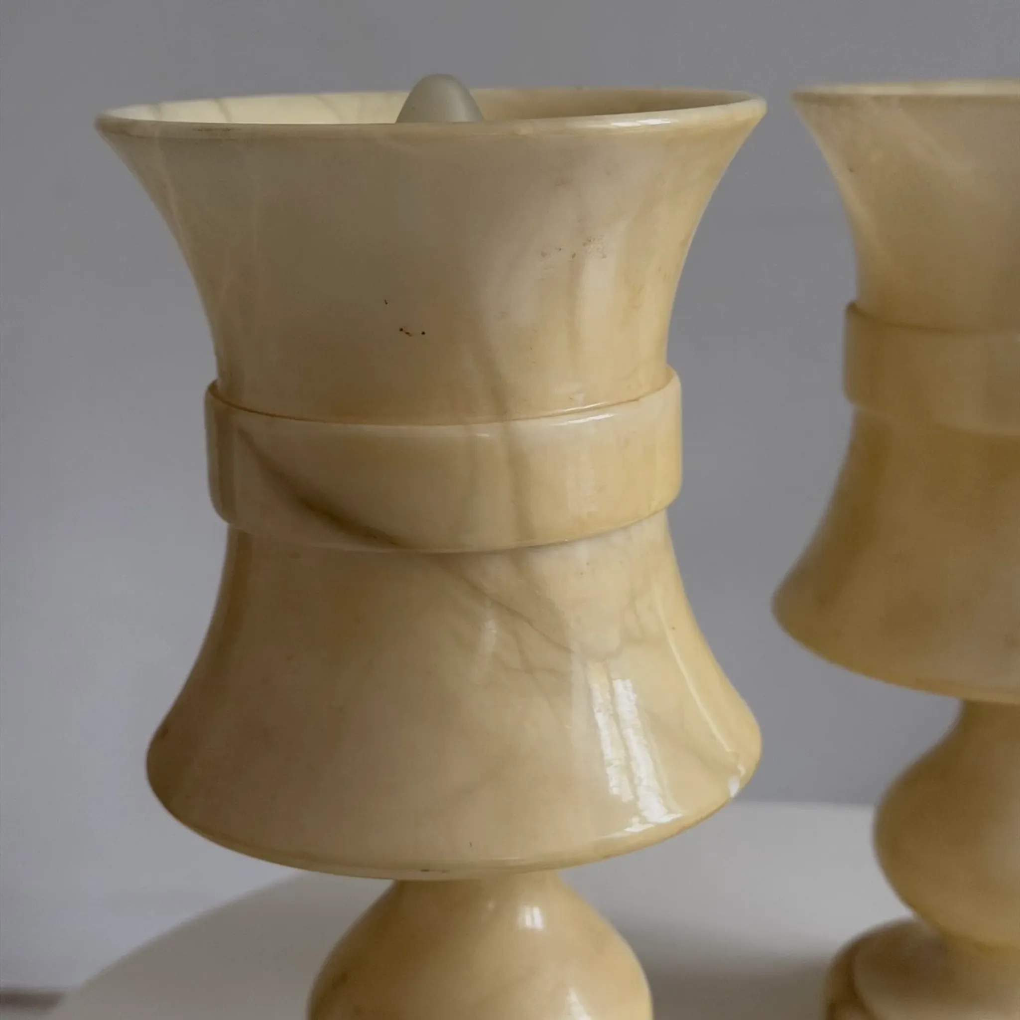 Pair of vintage alabaster lamps from the 1960s.