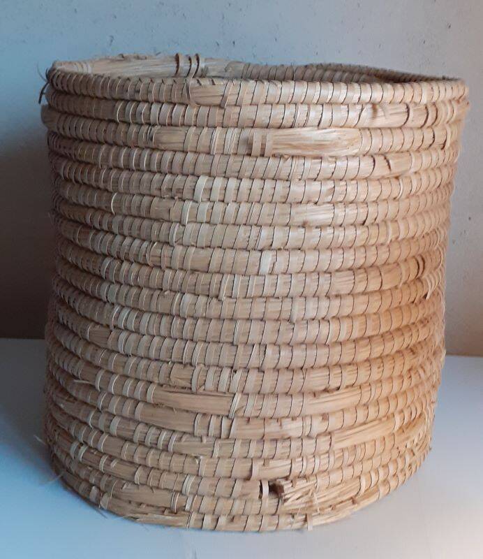Panière corbeille ronde vintage en paille