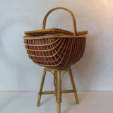 vintage rattan basket worker