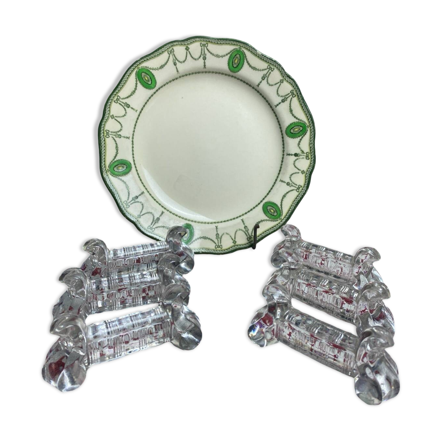 Lot de 6 porte-couteaux en verre moulé anciens