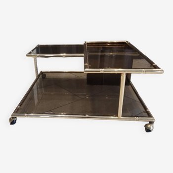 Brass coffee table with smoked glass