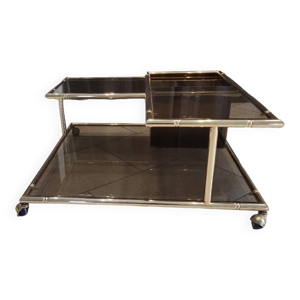 Table basse laiton verre