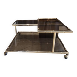 Table basse laiton verre fumé