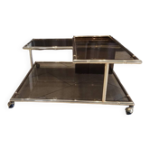 Table basse laiton verre fumé