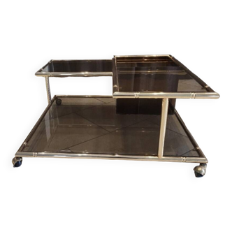 Brass coffee table with smoked glass