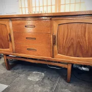 Classic British mid-century teak enfilade, circa 1960s.