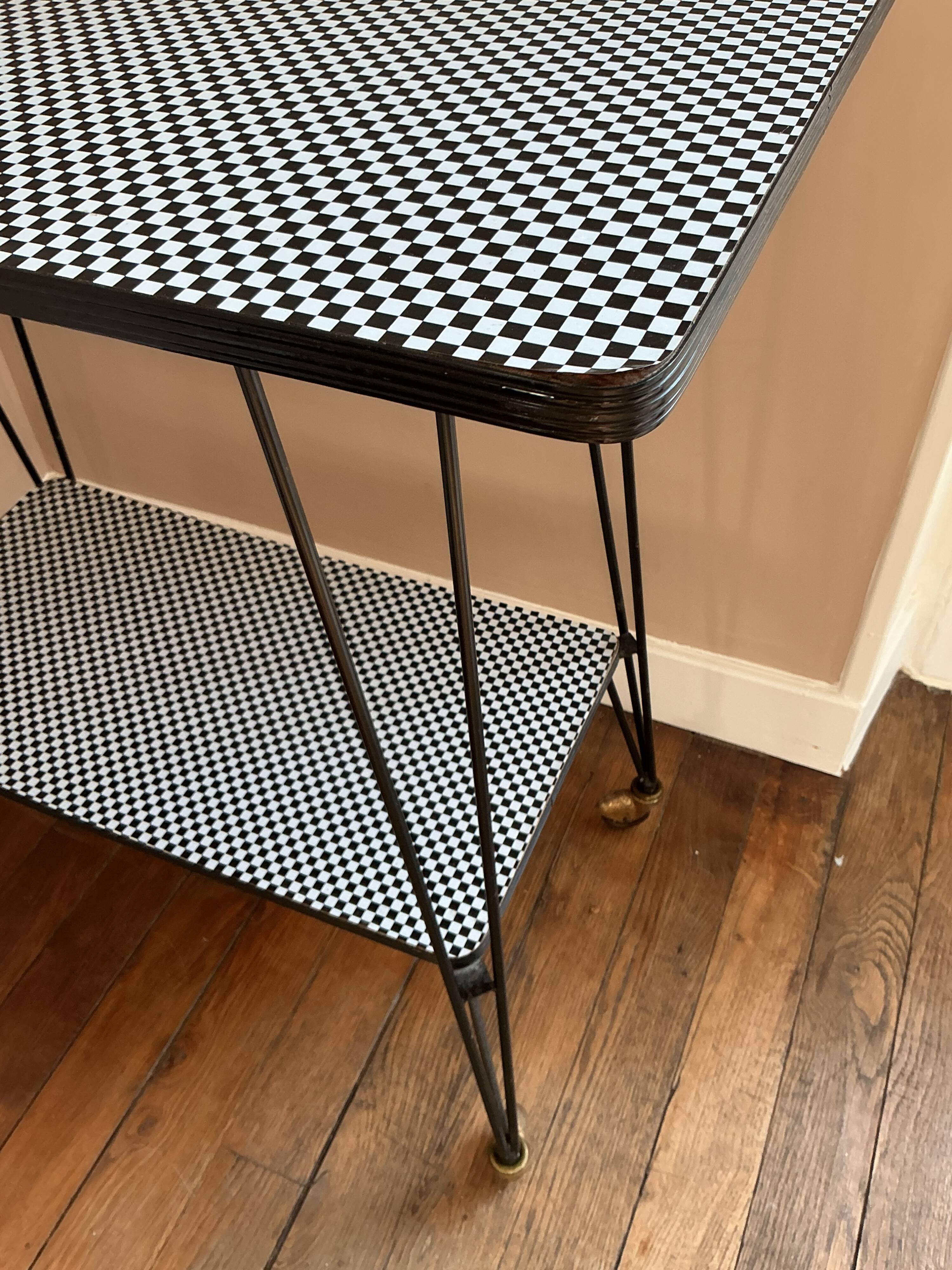 Side table - TV stand - vintage 70s - checkered