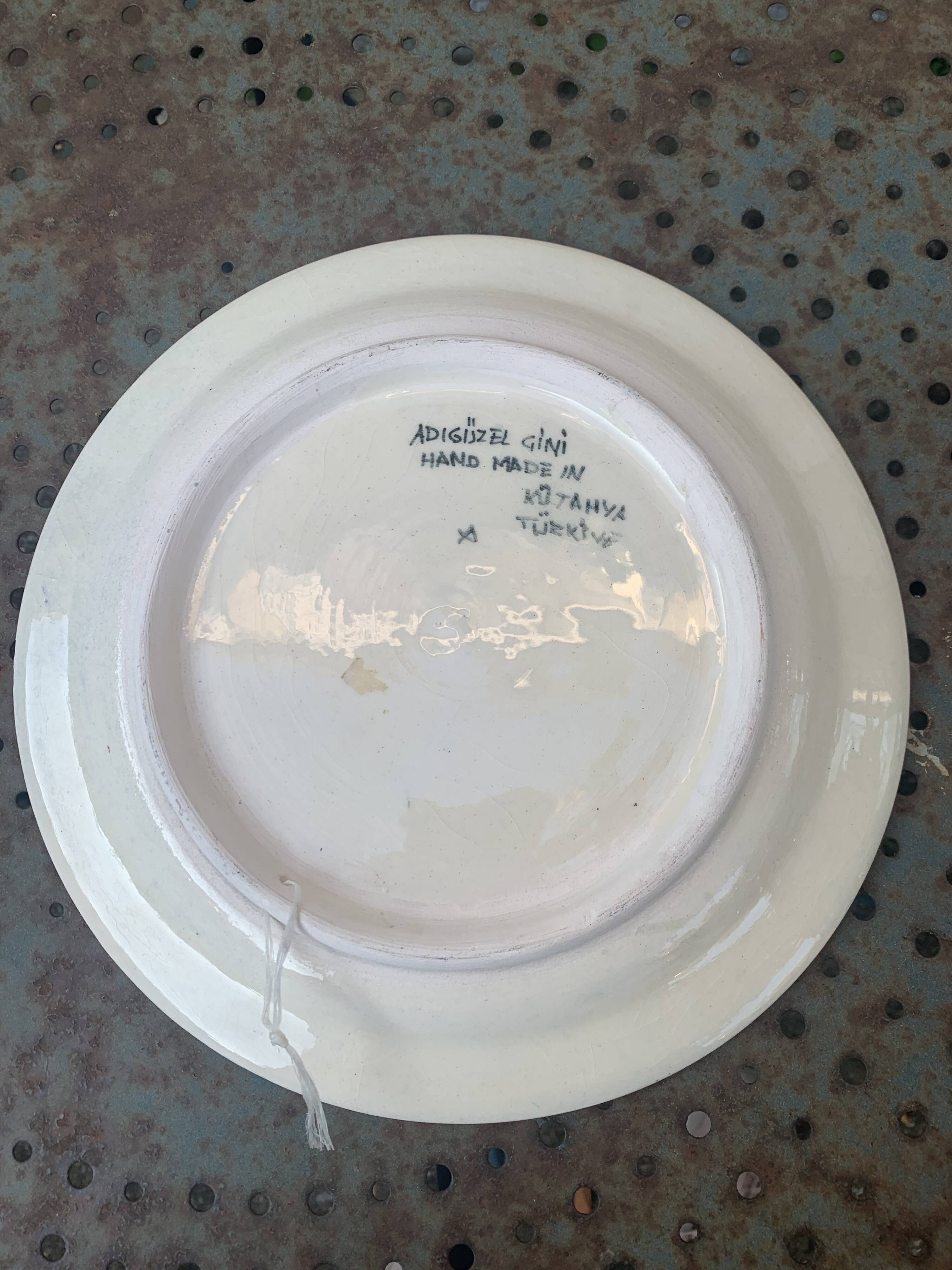 Handmade ceramic collector's plate, glazed with enamels, signed by Adiguzel Gini, Türkiye