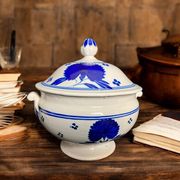 Lunéville, soupière en faïence à décor bleu fin XIXème