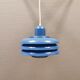 Blue lacquered metal lamp, with several layers of shades, Danish from the 80s.