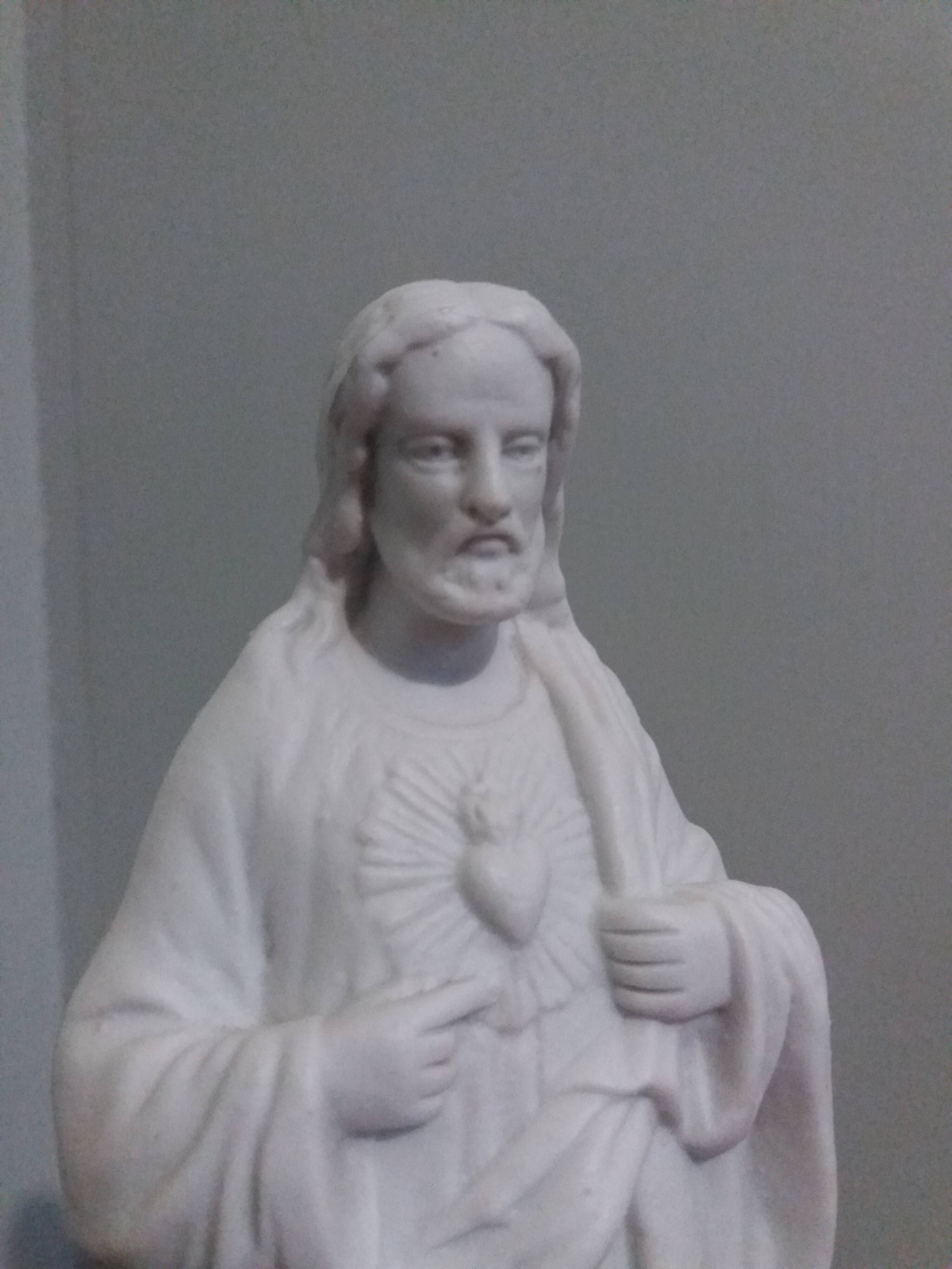 Religious statue, Jesus Christ in biscuit by Mauger and Pezé.
