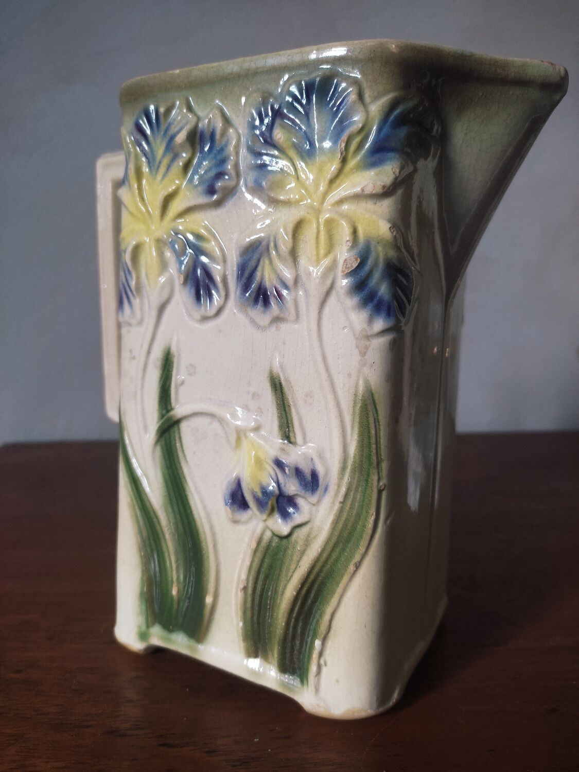 Art Nouveau pitcher in slip