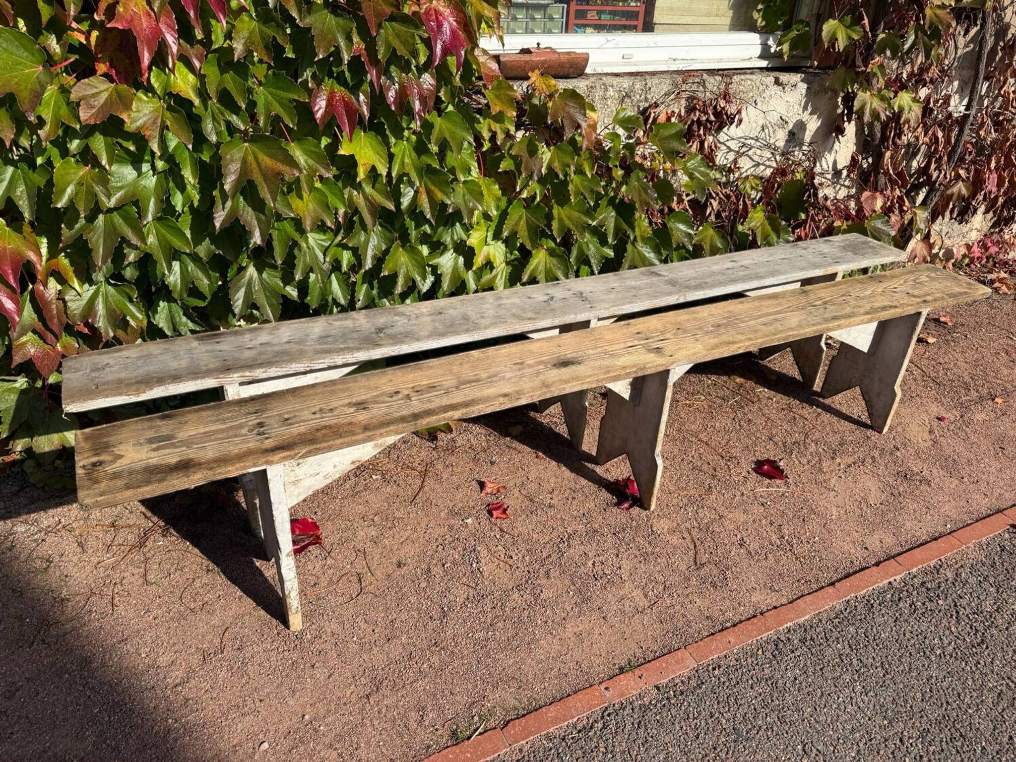 Pair of Bordeaux winemaker benches, France, 50s