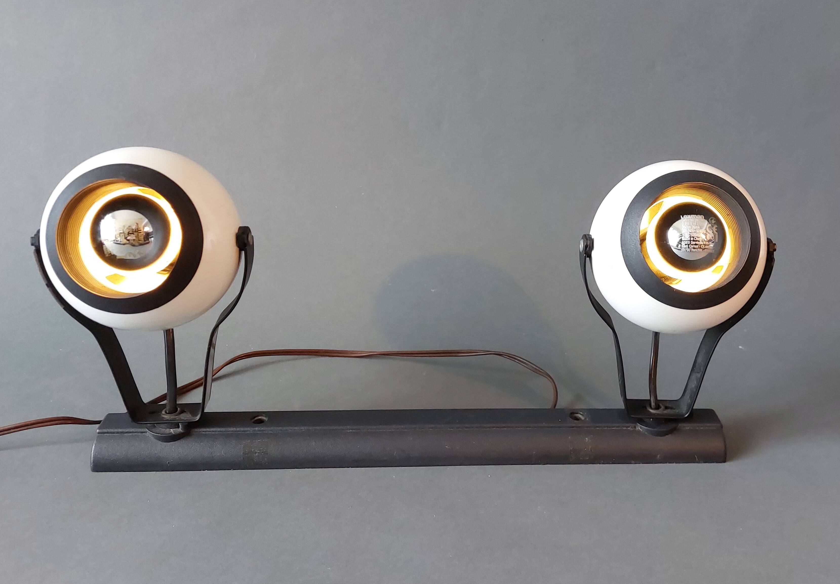 Rampe 2 spots orientables Eyeball Claude électricité 1970/1980
