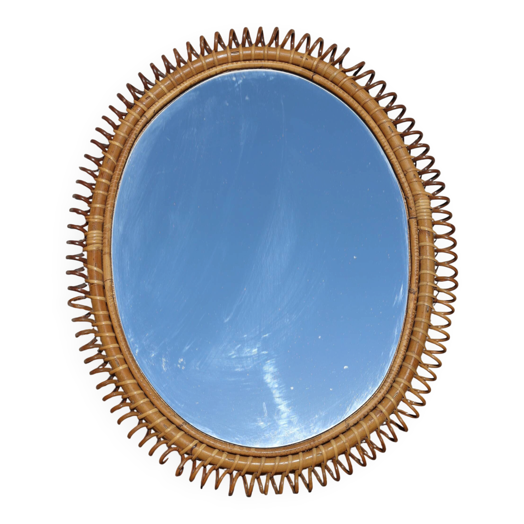 Large wall mirror in rattan and bamboo by Franco Albini, Italy 1960.