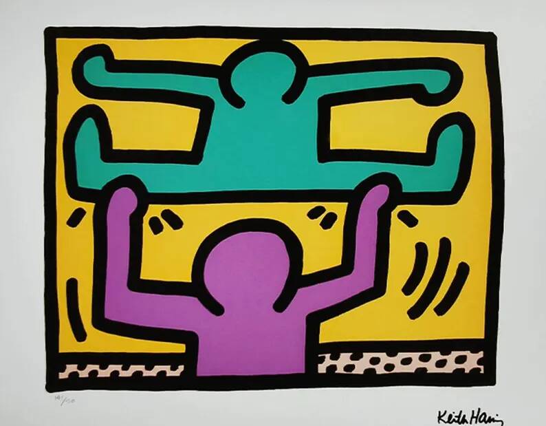 1990s Keith Haring Limited Edition Lithograph Numbered in Pencil.