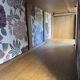 Art deco wardrobe in raw oak with bevelled mirror.