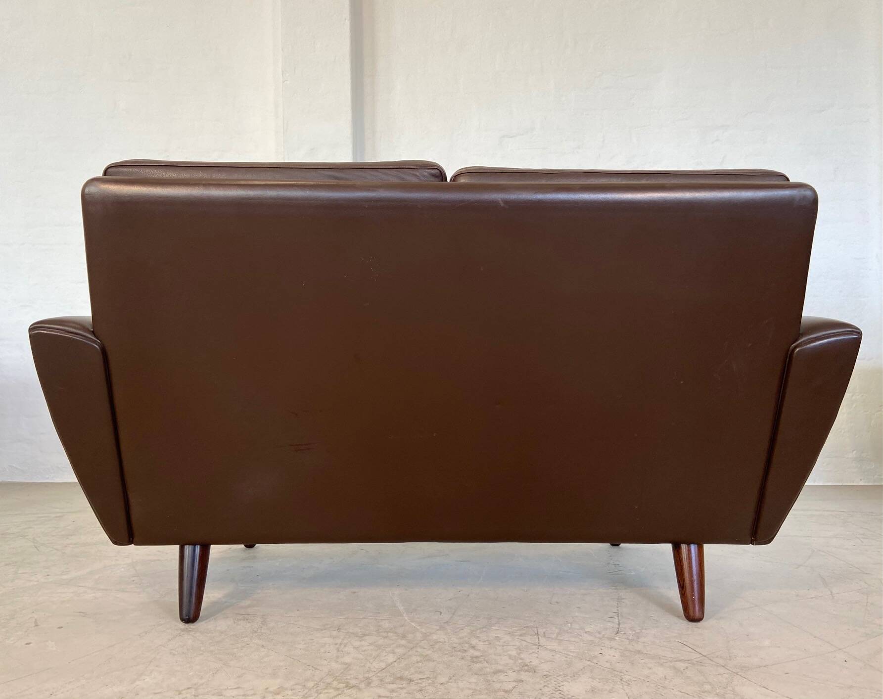 Canapé 2 places g. thams vintage rétro danois du milieu du siècle en cuir de coco des années 60