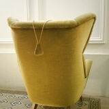 Danish wingback chair years 50-60 green armchair