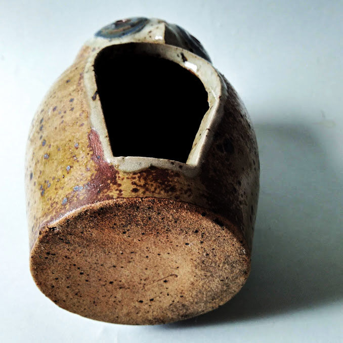 Bougeoir chouette en grès 1970