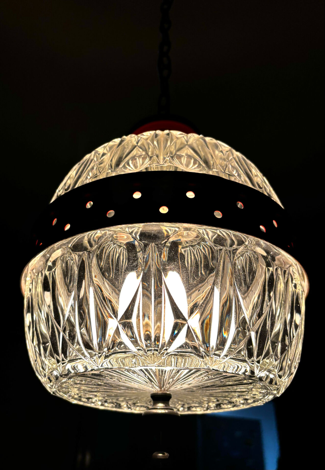 Suspension Mid Century en verre et métal