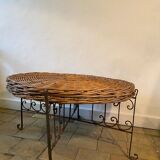 Rattan table with folding legs