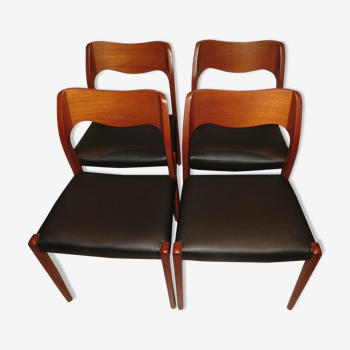 4 Danish chairs in Teck N.O.Moller No.71